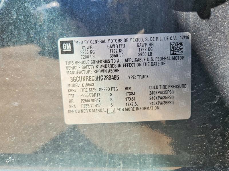 50364466 :رقم المزاد ، 3GCUKREC3HG283486 vin ، 2017 Chevrolet Silverado مزاد بيع