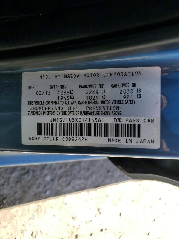 50623246 :رقم المزاد ، JM1GJ1U5XG1414561 vin ، 2016 Mazda 6 مزاد بيع