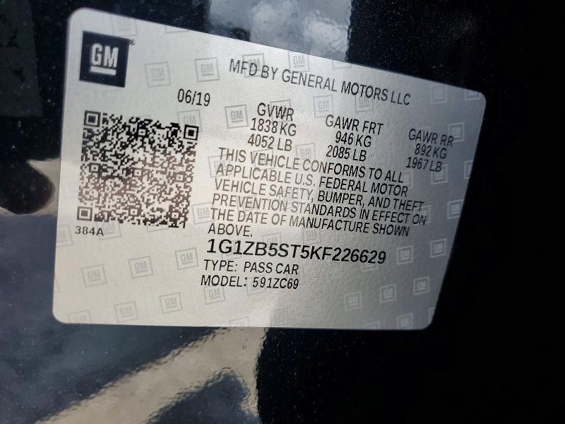 Aukcja sprzedaży 2019 Chevrolet Malibu, vin: 1G1ZB5ST5KF226629, numer aukcji: 50265996