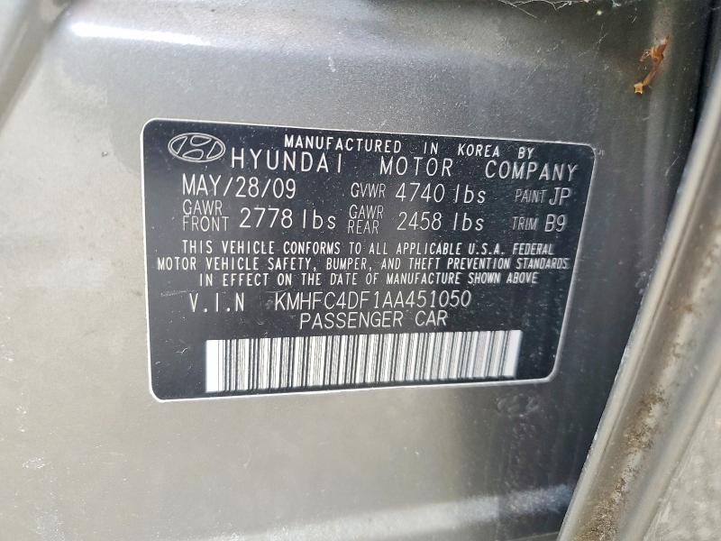 51107066 :رقم المزاد ، KMHFC4DF1AA451050 vin ، 2010 Hyundai Azera مزاد بيع