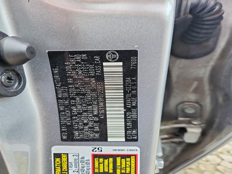 Auction sale of the 2023 Toyota Camry, vin: 4T1G11AK9PU725953, lot number: 49288346