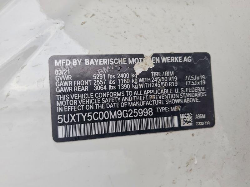 Продаж на аукціоні авто 2021 Bmw X3, vin: 5UXTY5C00M9G25998, номер лоту: 49935316
