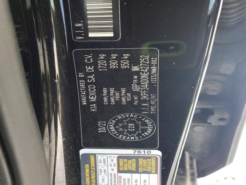 Aukcja sprzedaży 2022 Kia Forte, vin: 3KPF34AD0NE427252, numer aukcji: 48456876