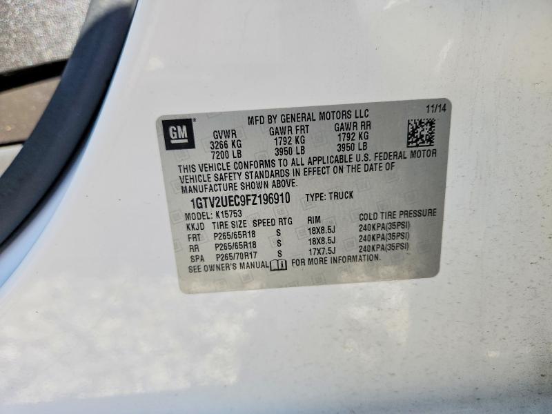 Продажа на аукционе авто 2015 Gmc Sierra, vin: 1GTV2UEC9FZ196910, номер лота: 50084886