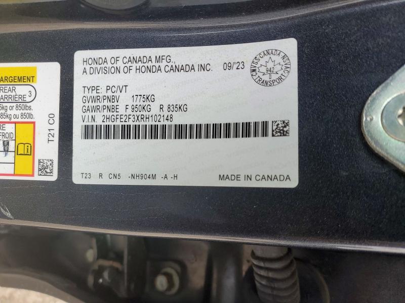 48239326 :رقم المزاد ، 2HGFE2F3XRH102148 vin ، 2024 Honda Civic مزاد بيع