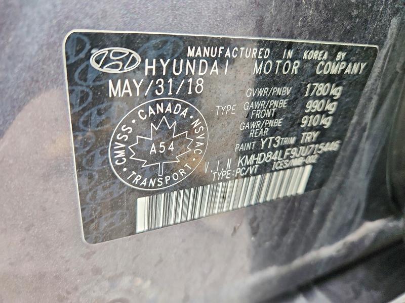 Продажа на аукционе авто 2018 Hyundai Elantra, vin: KMHD84LF9JU715446, номер лота: 49719906