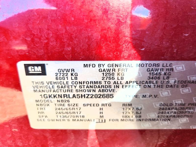 Aukcja sprzedaży 2017 Gmc Acadia, vin: 1GKKNRLA5HZ202685, numer aukcji: 50155886