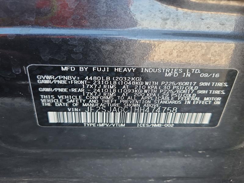 Aukcja sprzedaży 2017 Subaru Forester, vin: JF2SJAGC1HH474758, numer aukcji: 49436776