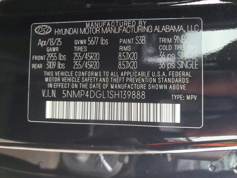 48520596 :رقم المزاد ، 5NMP4DGL1SH139888 vin ، 2025 Hyundai Santa Fe مزاد بيع