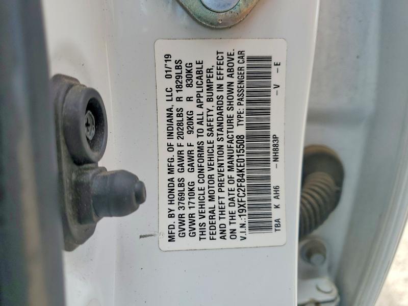 Aukcja sprzedaży 2019 Honda Civic, vin: 19XFC2F84KE015508, numer aukcji: 49064976