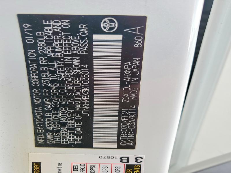 Продаж на аукціоні авто 2019 Toyota C-hr, vin: JTNKHMBX3K1035014, номер лоту: 52081306