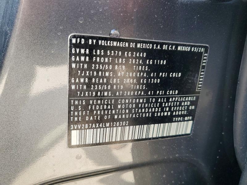Продаж на аукціоні авто 2020 Volkswagen Tiguan, vin: 3VV2B7AX4LM128302, номер лоту: 49452976