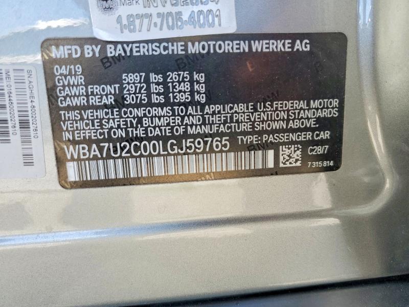 Продажа на аукционе авто 2020 Bmw 750, vin: WBA7U2C00LGJ59765, номер лота: 50522886