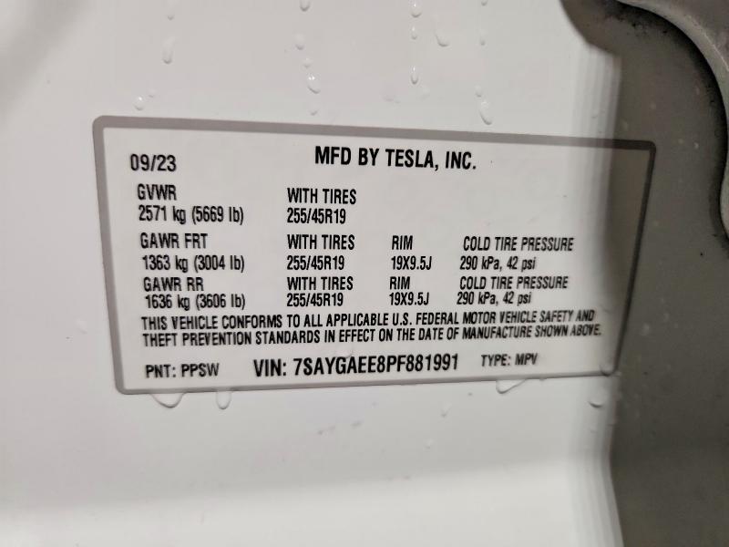 Продаж на аукціоні авто 2023 Tesla Model Y, vin: 7SAYGAEE8PF881991, номер лоту: 51303826