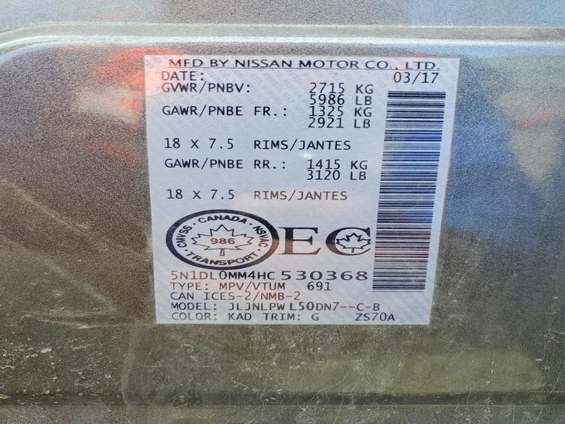 50899076 :رقم المزاد ، 5N1DL0MM4HC530368 vin ، 2017 Infiniti Qx60 مزاد بيع