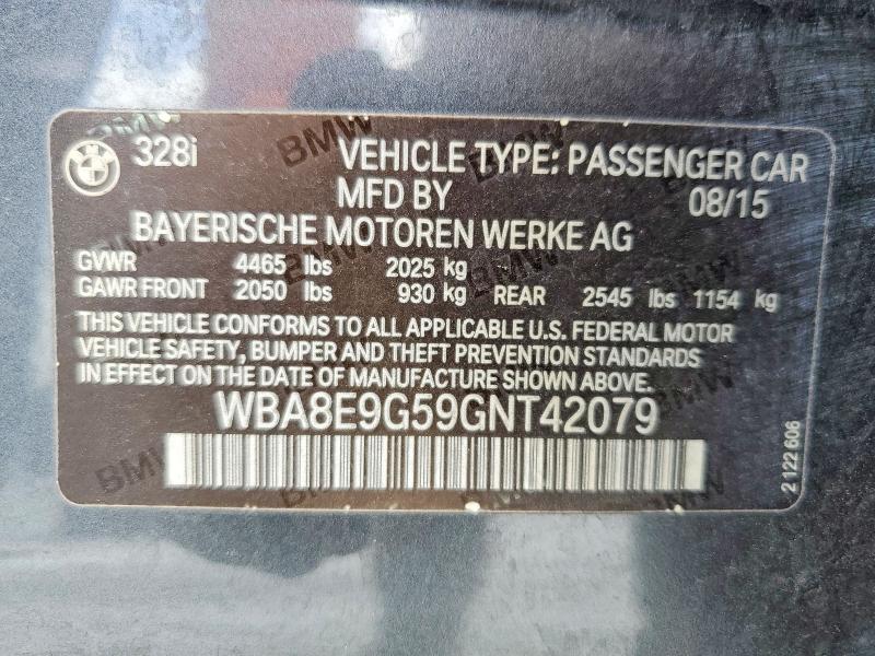 Продажа на аукционе авто 2016 Bmw 328, vin: WBA8E9G59GNT42079, номер лота: 48978876
