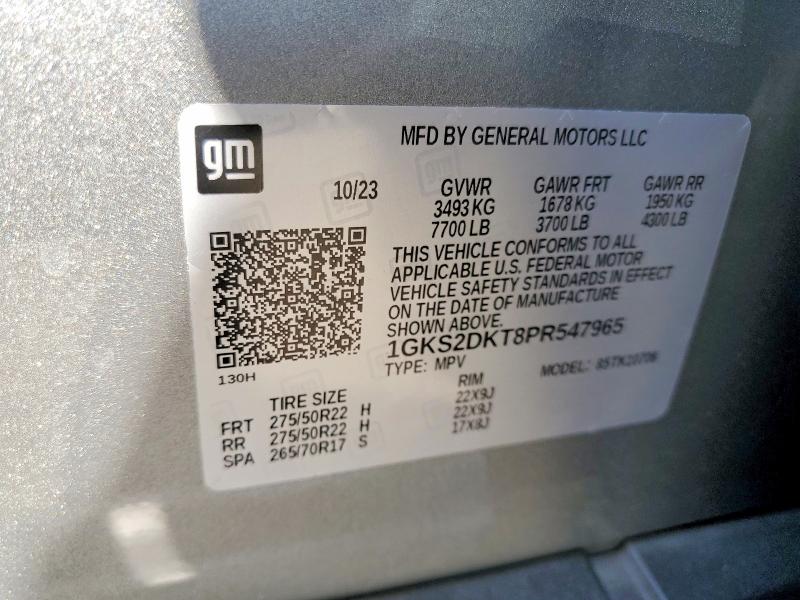 Продаж на аукціоні авто 2023 Gmc Yukon, vin: 1GKS2DKT8PR547965, номер лоту: 49006106