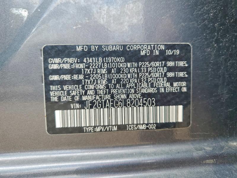 50718326 :رقم المزاد ، JF2GTAEC6L8204503 vin ، 2020 Subaru Crosstrek مزاد بيع