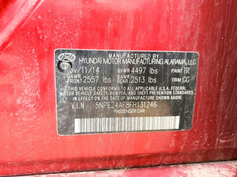 2015 Hyundai Sonata მანქანა იყიდება აუქციონზე, vin: 5NPE24AF8FH131246, აუქციონის ნომერი: 51708146