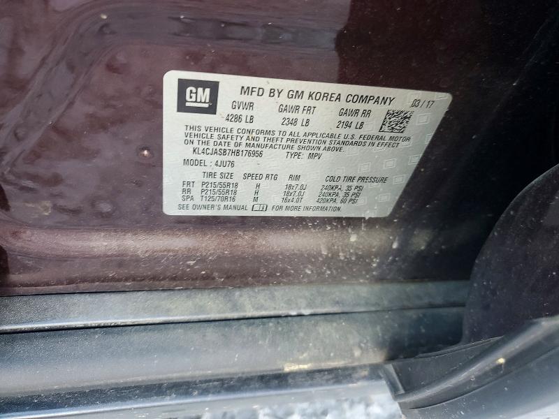 48507616 :رقم المزاد ، KL4CJASB7HB176956 vin ، 2017 Buick Encore مزاد بيع