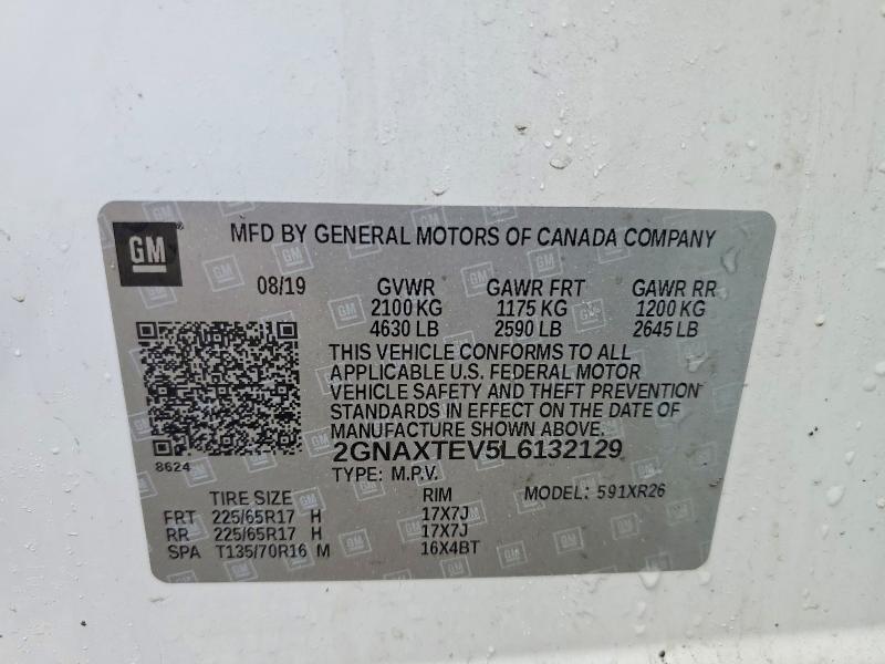 Продажа на аукционе авто 2020 Chevrolet Equinox, vin: 2GNAXTEV5L6132129, номер лота: 48401146