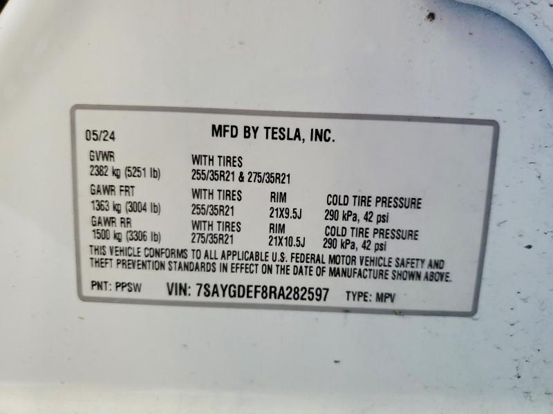 Продаж на аукціоні авто 2024 Tesla Model Y, vin: 7SAYGDEF8RA282597, номер лоту: 48569636