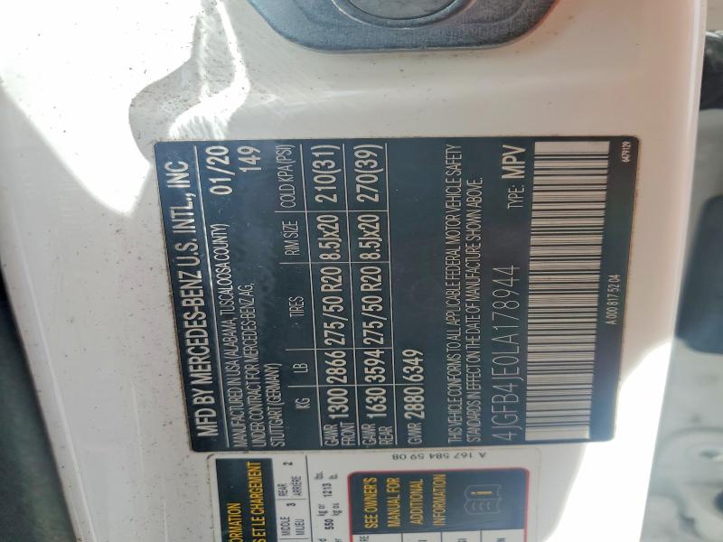48007566 :رقم المزاد ، 4JGFB4JE0LA178944 vin ، 2020 Mercedes-benz Gle مزاد بيع