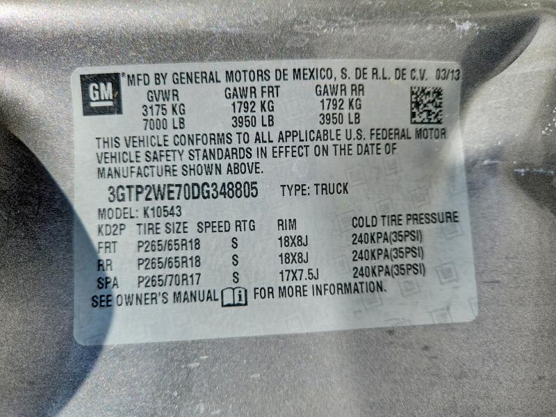 Aukcja sprzedaży 2013 Gmc Sierra, vin: 3GTP2WE70DG348805, numer aukcji: 51364786