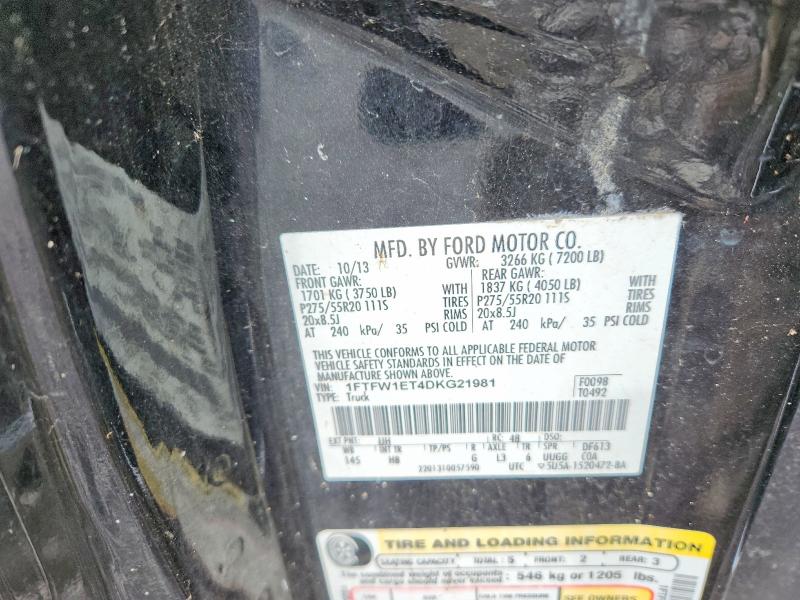 47765316 :رقم المزاد ، 1FTFW1ET4DKG21981 vin ، 2013 Ford F150 مزاد بيع