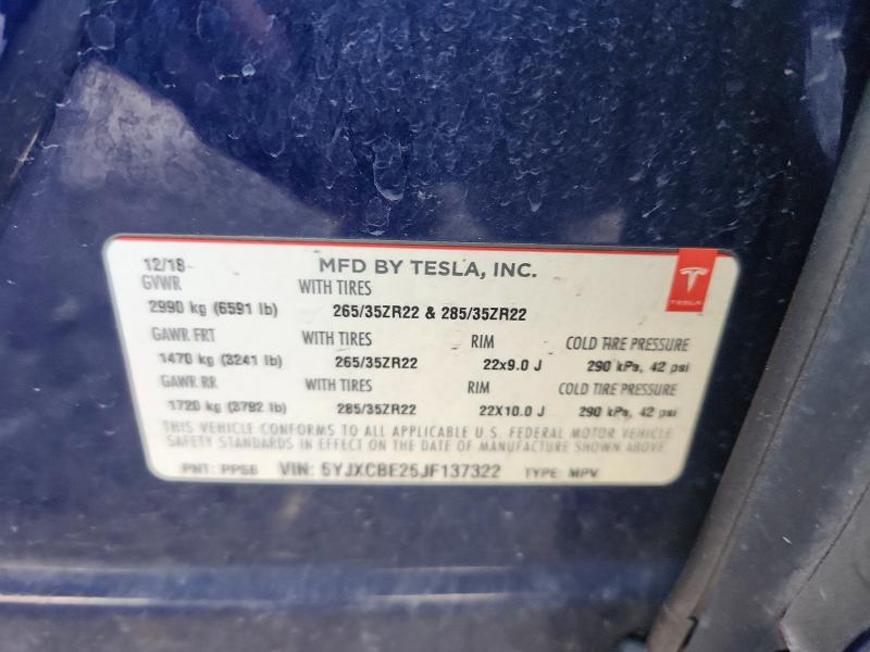 Aukcja sprzedaży 2018 Tesla Model X, vin: 5YJXCBE25JF137322, numer aukcji: 50175516
