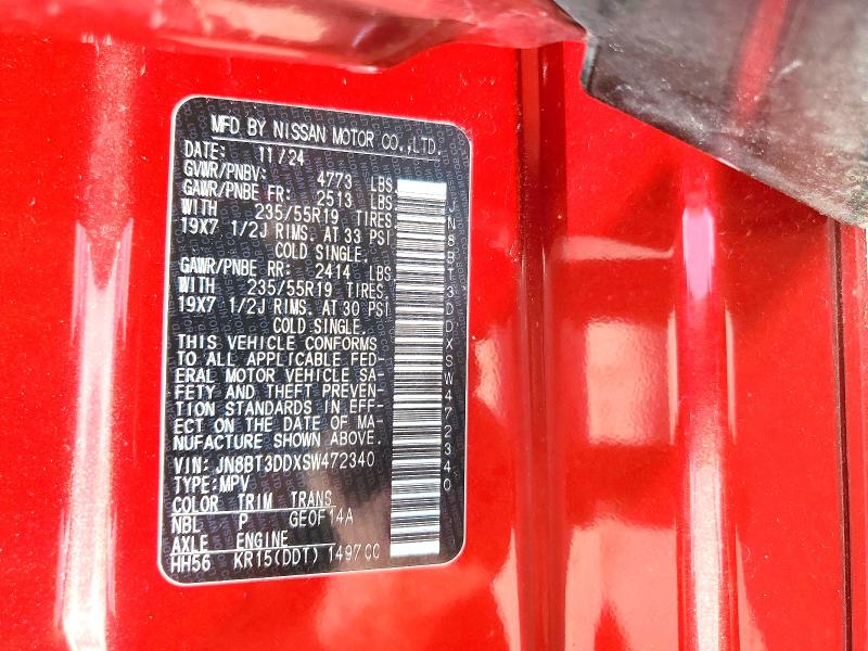 2025 Nissan Rogue მანქანა იყიდება აუქციონზე, vin: JN8BT3DDXSW472340, აუქციონის ნომერი: 49159516