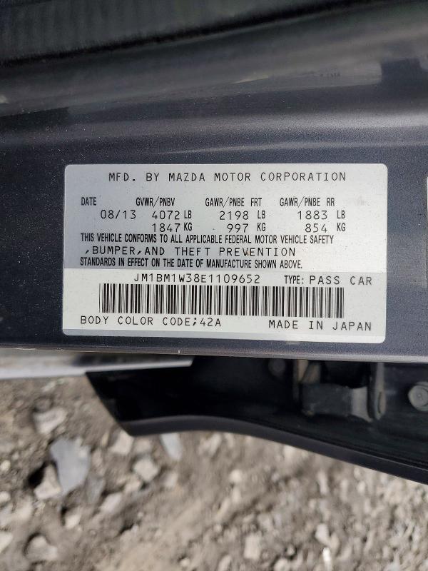 2014 Mazda 3 მანქანა იყიდება აუქციონზე, vin: JM1BM1W38E1109652, აუქციონის ნომერი: 50390656