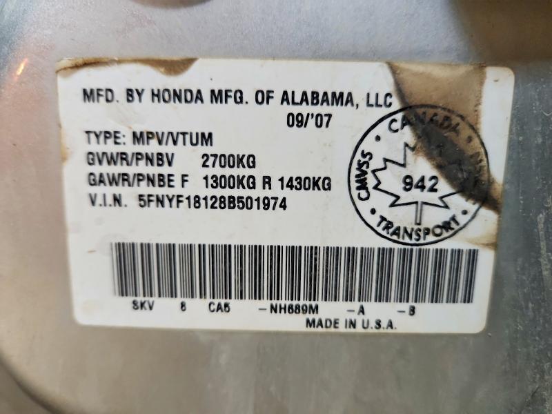 Продажа на аукционе авто 2008 Honda Pilot, vin: 5FNYF18128B501974, номер лота: 49091026