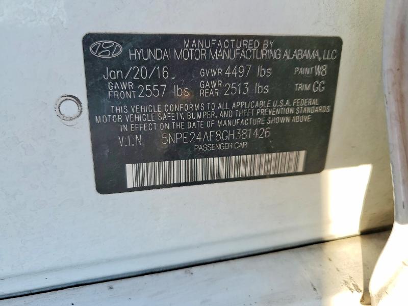 Aukcja sprzedaży 2016 Hyundai Sonata, vin: 5NPE24AF8GH381426, numer aukcji: 49832076