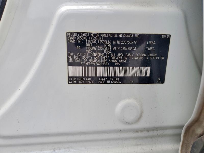 Aukcja sprzedaży 2015 Toyota Rav4, vin: 2T3YFREVXFW231583, numer aukcji: 50649716