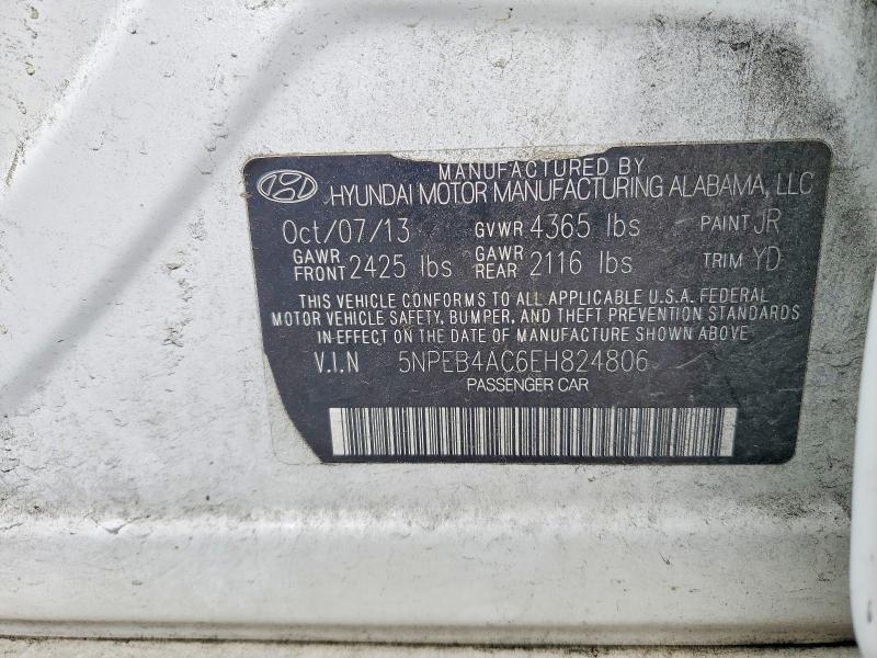 51461296 :رقم المزاد ، 5NPEB4AC6EH824806 vin ، 2014 Hyundai Sonata مزاد بيع