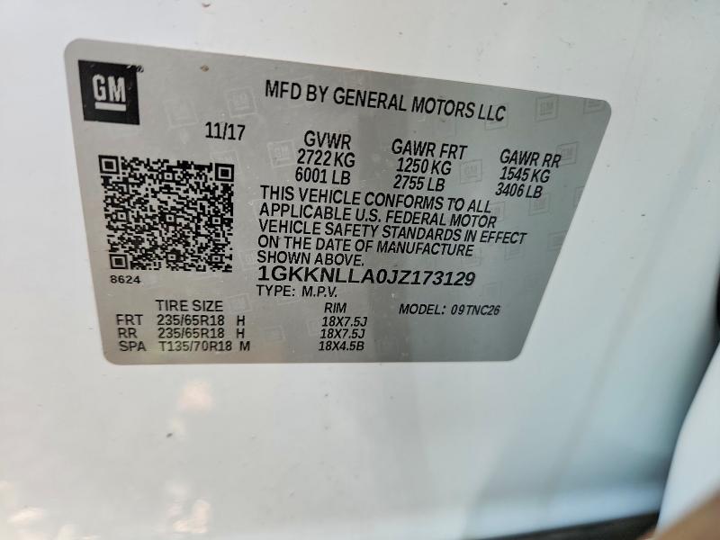 Aukcja sprzedaży 2018 Gmc Acadia, vin: 1GKKNLLA0JZ173129, numer aukcji: 49750436
