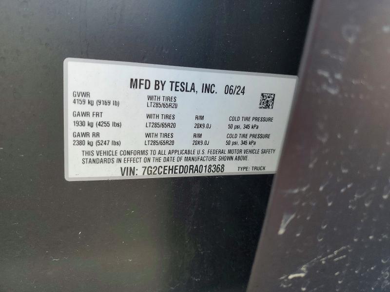 Aukcja sprzedaży 2024 Tesla Cybertruck, vin: 7G2CEHED0RA018368, numer aukcji: 52030556