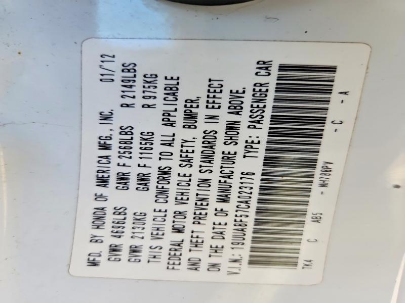 51602216 :رقم المزاد ، 19UUA8F57CA023176 vin ، 2012 Acura Tl مزاد بيع