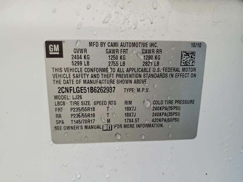 Aukcja sprzedaży 2011 Chevrolet Equinox, vin: 2CNFLGE51B6262937, numer aukcji: 51682076