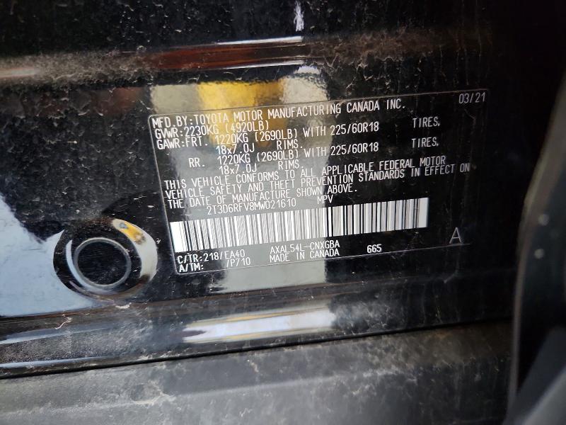 95818875 :رقم المزاد ، 2T3D6RFV8MW021610 vin ، 2021 Toyota Rav4 Hybrid مزاد بيع