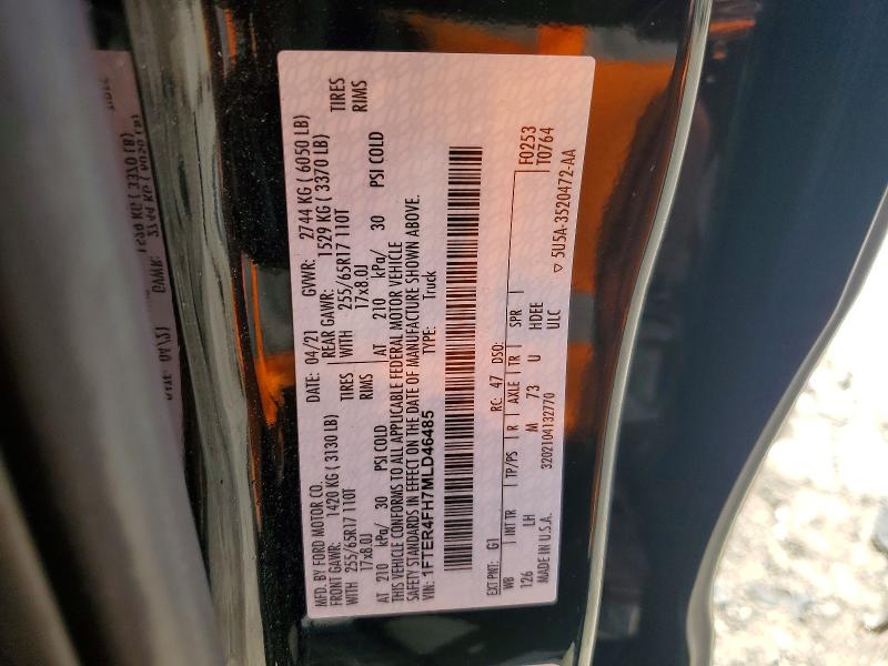 Продажа на аукционе авто 2021 Ford Ranger, vin: 1FTER4FH7MLD46485, номер лота: 50470526