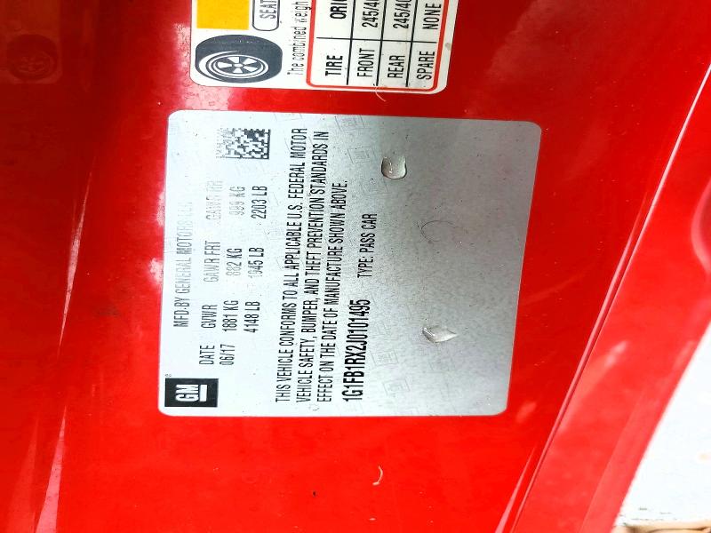 49447696 :رقم المزاد ، 1G1FB1RX2J0101495 vin ، 2018 Chevrolet Camaro مزاد بيع