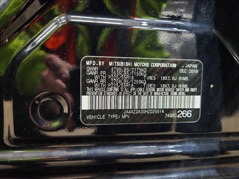 Продаж на аукціоні авто 2017 Mitsubishi Outlander, vin: JA4AZ2A30HZ025514, номер лоту: 50885276