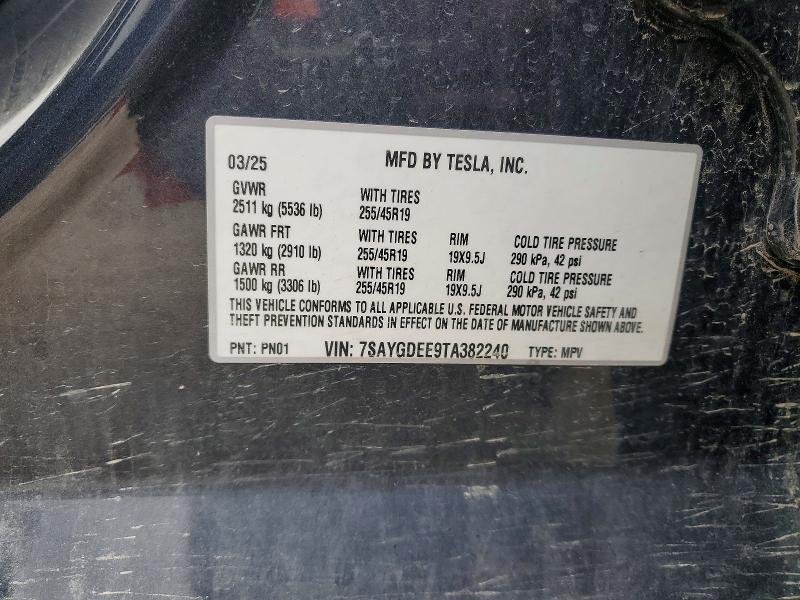 Продажа на аукционе авто 2026 Tesla Model Y, vin: 7SAYGDEE9TA382240, номер лота: 50679446