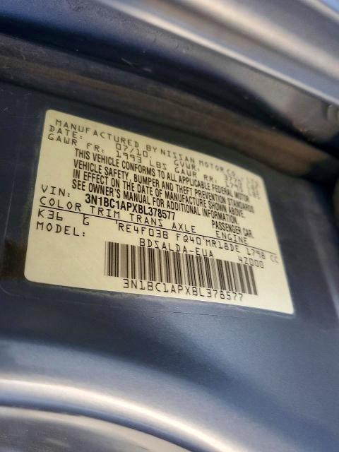 51819956 :رقم المزاد ، 3N1BC1APXBL378577 vin ، 2011 Nissan Versa مزاد بيع
