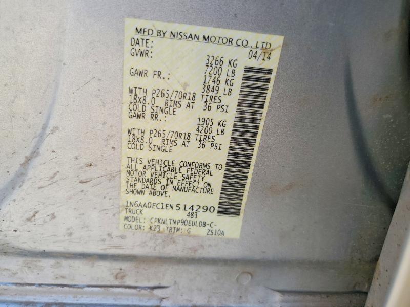 Aukcja sprzedaży 2014 Nissan Titan, vin: 1N6AA0EC1EN514290, numer aukcji: 50505896