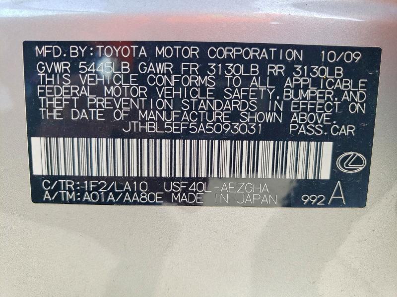 Продаж на аукціоні авто 2010 Lexus Ls, vin: JTHBL5EF5A5093031, номер лоту: 49422796