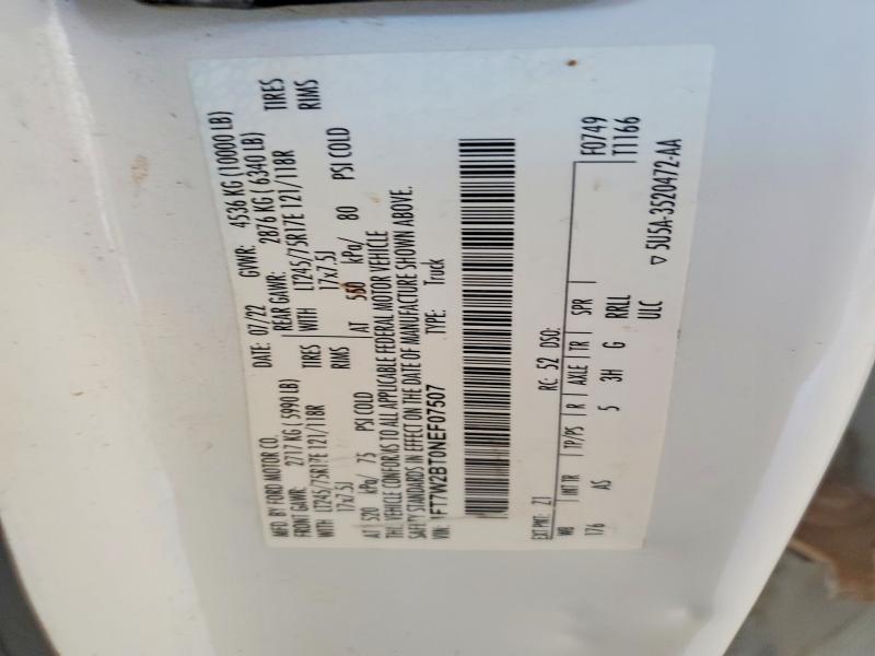 2022 Ford F250 მანქანა იყიდება აუქციონზე, vin: 1FT7W2BT0NEF07507, აუქციონის ნომერი: 51268406