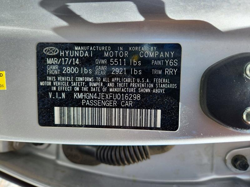 2015 Hyundai Genesis მანქანა იყიდება აუქციონზე, vin: KMHGN4JEXFU016298, აუქციონის ნომერი: 51262686